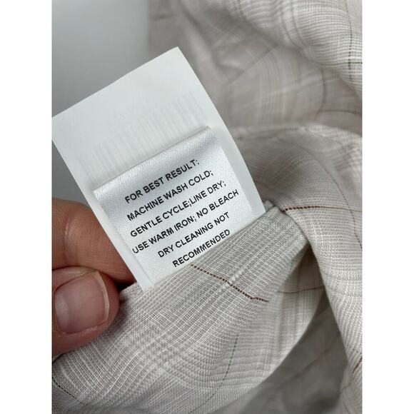 NWT J. Hilburn Men's Tan 100% Linen Button Up Short Sleeve Shirt - Picture 8 of 10